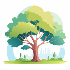 Vector of abstract watercolor tree side view isolated on white background for landscape plan and architecture layout drawing, elements for environment and .