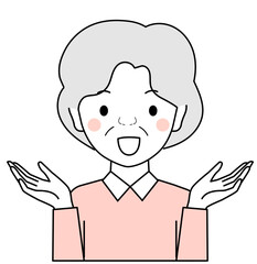 両手を広げるシニア女性