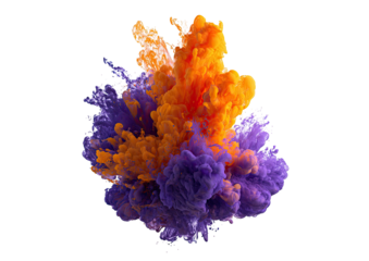 Orange and purple ink explosion