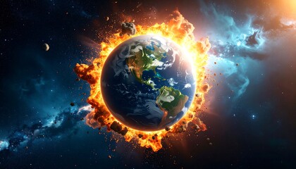 Earth ablaze in cosmic destruction