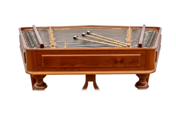 A polished wooden instrument with intricate details, showcasing its rich tone and craftsmanship.