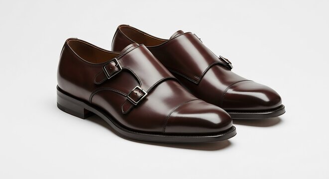 深みのある光沢 輝く革靴 二重バックル 上質素材 This translates roughly to: "Deep luster, shining leather shoes, double buckle, high-quality material". It uses adjectives and avoids exceeding the character limit.