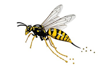 Detailed Wasp Illustration Displaying Intricate Anatomy and Design Elements