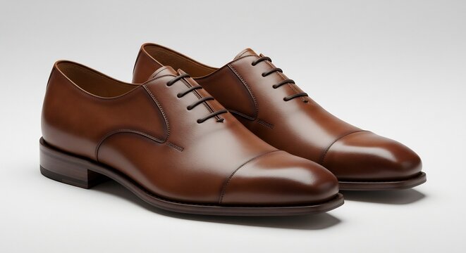 光沢輝く革靴 上品な茶色 美しいシルエット 紳士靴 (Hikaru kagayakukakugutsu jouhinna chairo utsukushii shiruetto shinshi-gutsu) Translation: Shining leather shoes, elegant brown, beautiful silhouette, men's shoes