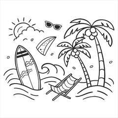 vector illustration of a tropical beach