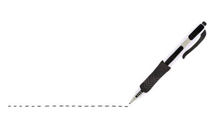 普段使いのボールペンとフリーハンド破線　水彩風手描きイラスト