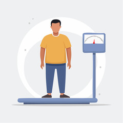 Human Figure with Balance Scale Minimalist Icon Vector for Obesity Awareness
