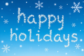 "happy holidays" written in the blue sky