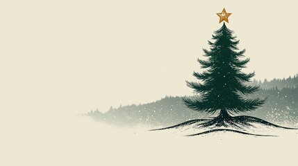 Vintage Hand-drawn Minimal Christmas Tree (Retro Holiday Poster & Art Decor)