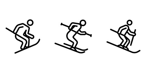 ski outline or line icon design bundle.