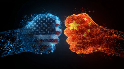 Usa china trade war conflict concept digital illustration economic tension