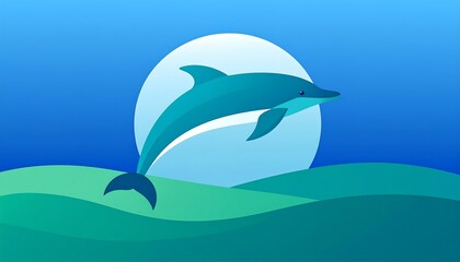 Naklejka premium Dolphin leaping over water at night