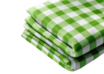 Folded green and white checkered tablecloth (2)