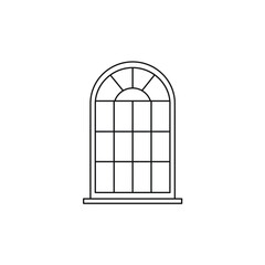 Classic Arched Window Outline Architectural Vector Icon Illustration