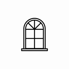 Classic Arched Window Outline Architectural Vector Icon Illustration