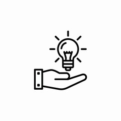 Hand Holding Lightbulb Icon for Idea and Innovation Line Art Vector