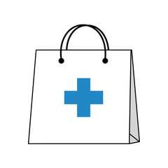 Pharmacy Shopping Bag Icon with Medical Cross Symbol Vector Illustration