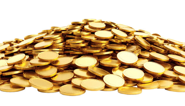 Golden coins overflowing, symbolizing wealth, prosperity, and financial success with a rich, luxurious feel