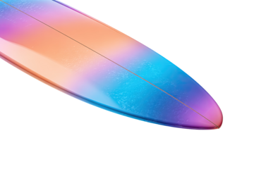 Colorful surfboard, gradient design, from peach to blue, vibrant hues