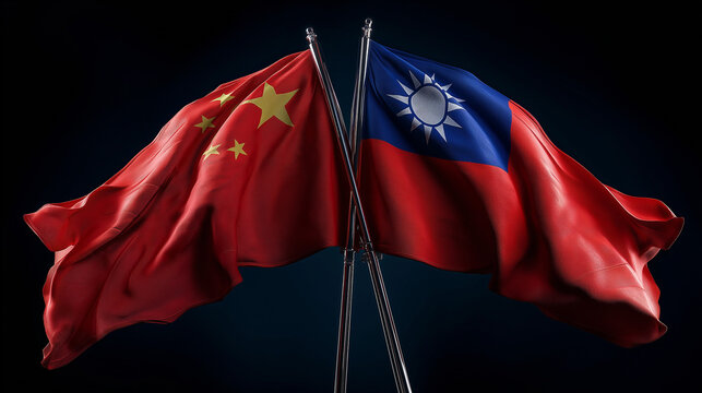 China taiwan flags relationship conflict tension politics diplomacy trade war - Powered by Adobe