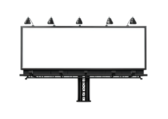 Blank billboard with spotlights, dark background