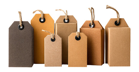 Collection of Isolated Gift Tags in Various Shapes and Earthy Colors