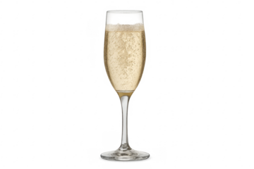 Glass of champagne sparkling on transparent background