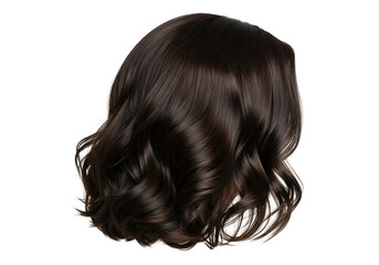Close-up view of a dark brown hairstyle featuring voluminous, elegant curls.