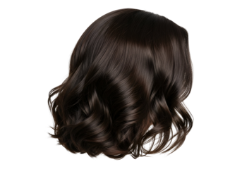 Close-up view of a dark brown hairstyle featuring voluminous, elegant curls.