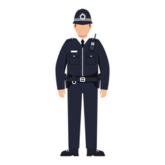 british police officer standing at attention wearing uniform ready for duty illustrating law enforcement
