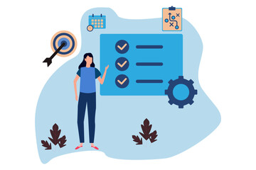 Flat illustration of a businessman presenting an action plan