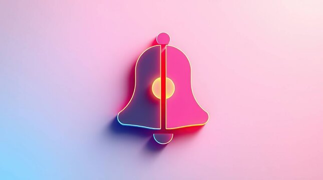 Neon Bell Notification Icon.