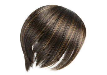 Fototapeta premium A close-up view of a styled short haircut with rich brown and blonde highlights.