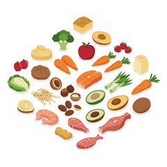 healthy balanced diet featuring fruits vegetables protein healthy foods for nutrition and dietary advice for healthy living