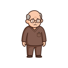 Obraz premium sad elderly man wearing glasses in brown clothing a concept of old age and loneliness and suitable for illustrations