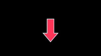 Animation of the down arrow icon or download icon in red on a black background
