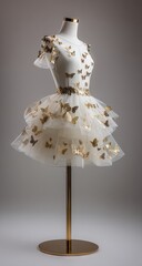 White dress with gold butterflies