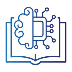 Artificial Intelligence Learning Brain and Circuit Integration in Open Book Symbol