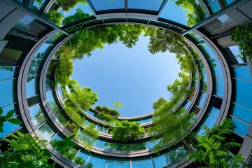 In the center of an ecofriendly building