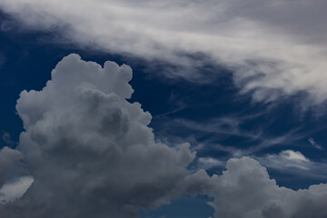 Obraz premium Cloudscape has been developing in gorgeous form. The vast blue sky and clouds sky background.