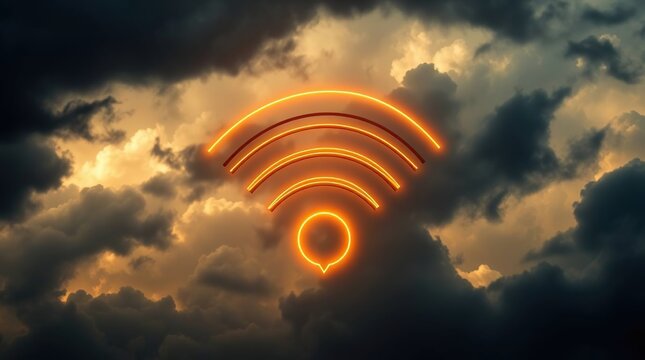 Glowing WiFi Sky Symbol.