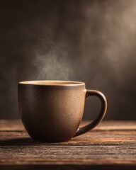 Fototapeta premium Sipping Warm Coffee Cozy Corner Still Life Rustic Atmosphere Close-up Comfort Beverage