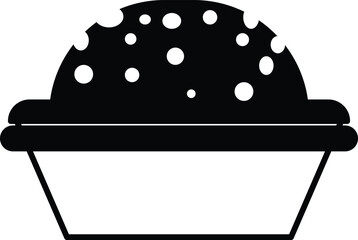 The chocolate muffin cup was bite vector outline