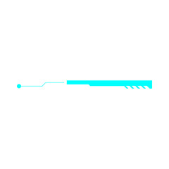 Futuristic cyan digital knife blade on white.