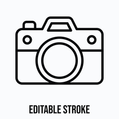 Digital Camera Device Isolated Vector Lineal Style Icon, Editable Stroke