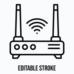 Wi-Fi Router Device Isolated Vector Lineal Style Icon, Editable Stroke