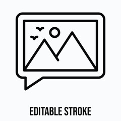 Landscape Photo Image Isolated Vector Lineal Style Icon, Editable Stroke