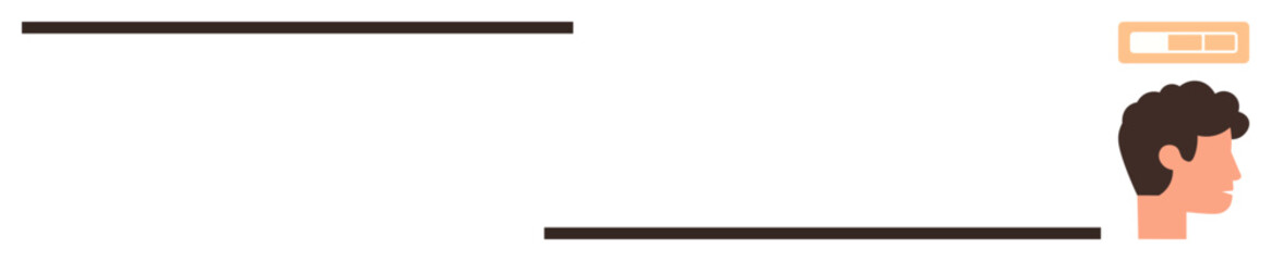 Side view silhouette of a human head with a progress bar above it depicting growth or progress. Ideal for technology, productivity, development, self-improvement, user-interface, motivation, concept