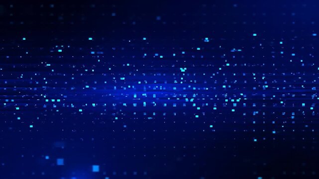 Abstract Blue, dark background with horizontal rows of square lights
