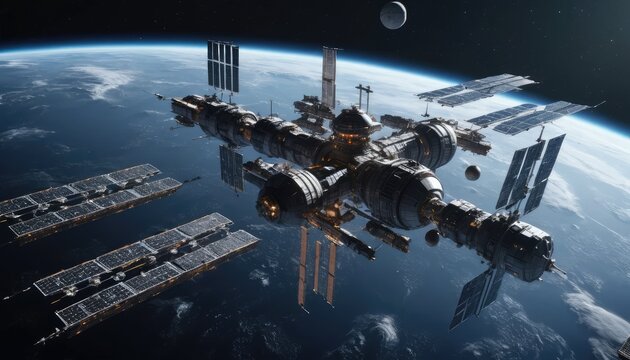 A massive space station floating at a Lagrange point